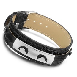 Sælger Godt Over Hele Verden Sort Titanium Læderarmbånd