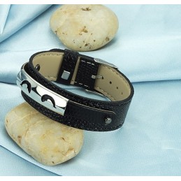 Sælger Godt Over Hele Verden Sort Titanium Læderarmbånd