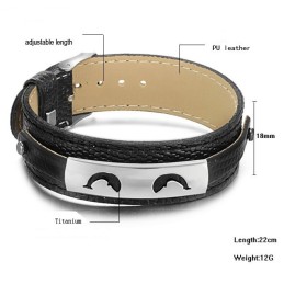 Sælger Godt Over Hele Verden Sort Titanium Læderarmbånd