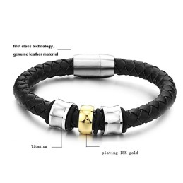 Pålidelig Omdømme Rund Form Titanium Læderarmbånd