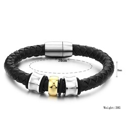 Pålidelig Omdømme Rund Form Titanium Læderarmbånd