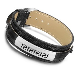 Sort Titanium Læderarmbånd I Overlegen Kvalitet