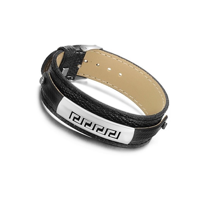 Sort Titanium Læderarmbånd I Overlegen Kvalitet