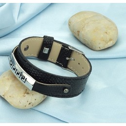 Sort Titanium Læderarmbånd I Overlegen Kvalitet