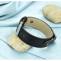 Sort Titanium Læderarmbånd I Overlegen Kvalitet
