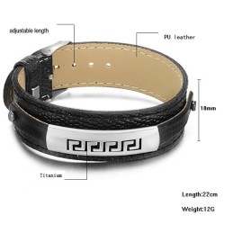 Sort Titanium Læderarmbånd I Overlegen Kvalitet