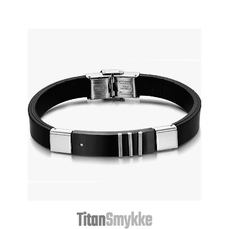 Holdbar Sort Titanium Læderarmbånd I Slidstærk Kvalitet