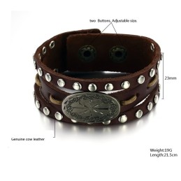Kvalitets- Og Kvantitetsgaranteret Retro Titanium Læderarmbånd Til Mænd