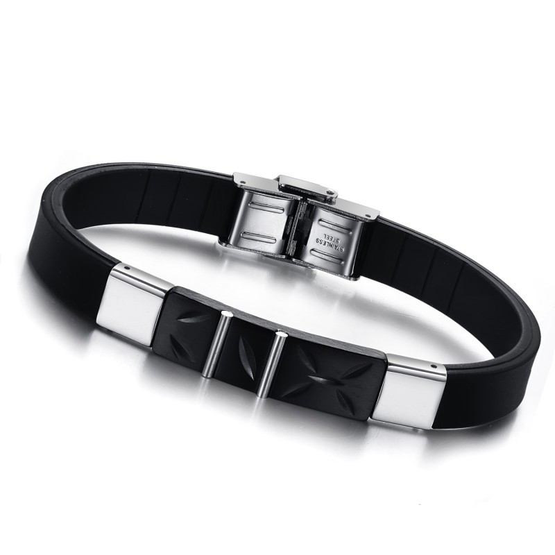 Dronningen Af Kvalitets Sort Titanium Silikone Armbånd Dronningen Af Kvalitets Sort Titanium Silikone Armbånd