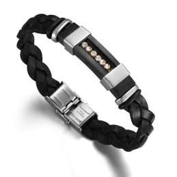 Pålidelig Omdømme Sort Titanium Læderarmbånd Til Mænd