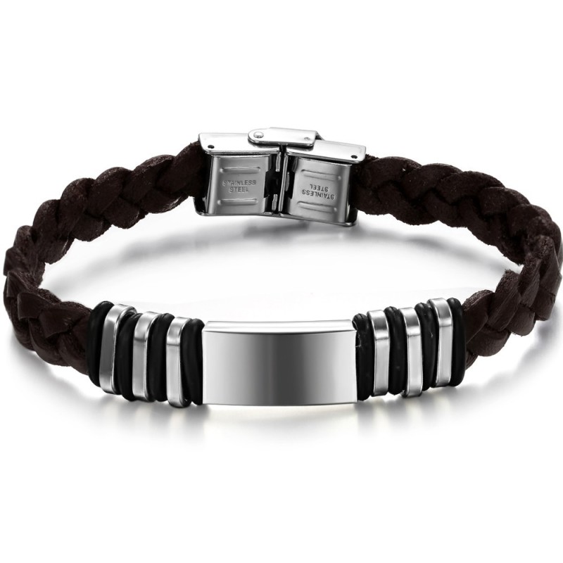 Pålidelig Kvalitets Brun Titanium Læderarmbånd Pålidelig Kvalitets Brun Titanium Læderarmbånd