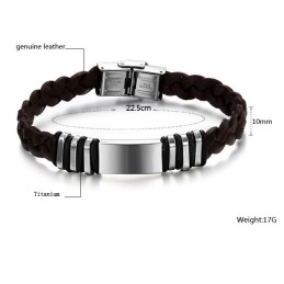 Pålidelig Kvalitets Brun Titanium Læderarmbånd