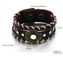 Kongen Af Kvantitet Unisex Titanium Læderarmbånd