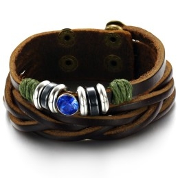 Komplet Specifikation I Titaniumlæderarmbånd Med Rhinsten