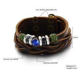 Komplet Specifikation I Titaniumlæderarmbånd Med Rhinsten
