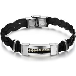 Sælger Godt Over Hele Verden Titanium Læder Armbånd Med Rhinsten