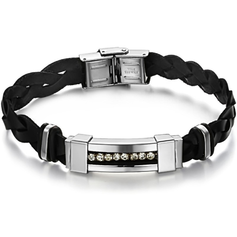 Sælger Godt Over Hele Verden Titanium Læder Armbånd Med Rhinsten Sælger Godt Over Hele Verden Titanium Læder Armbånd Med Rhinsten