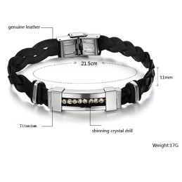 Sælger Godt Over Hele Verden Titanium Læder Armbånd Med Rhinsten