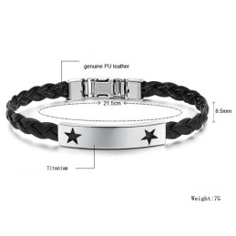 Pålidelig Omdømme Kvindelig Stjerneformet Titanium Læderarmbånd