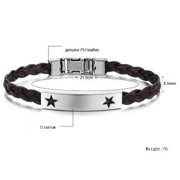 Pålidelig Omdømme Kvindelig Stjerneformet Titanium Læderarmbånd