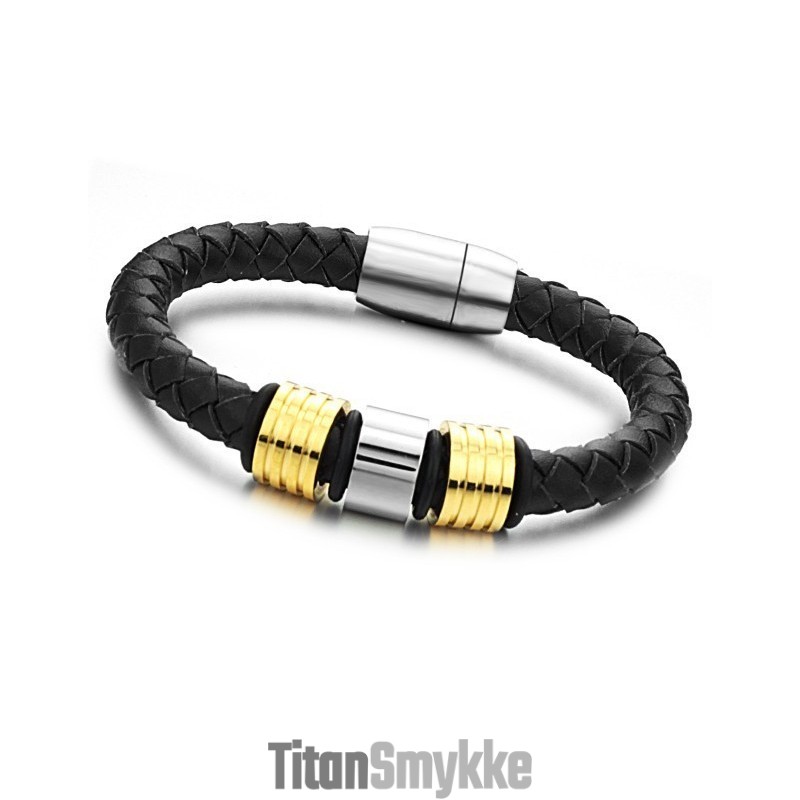 Sort Titanium Læderarmbånd I Overlegen Kvalitet