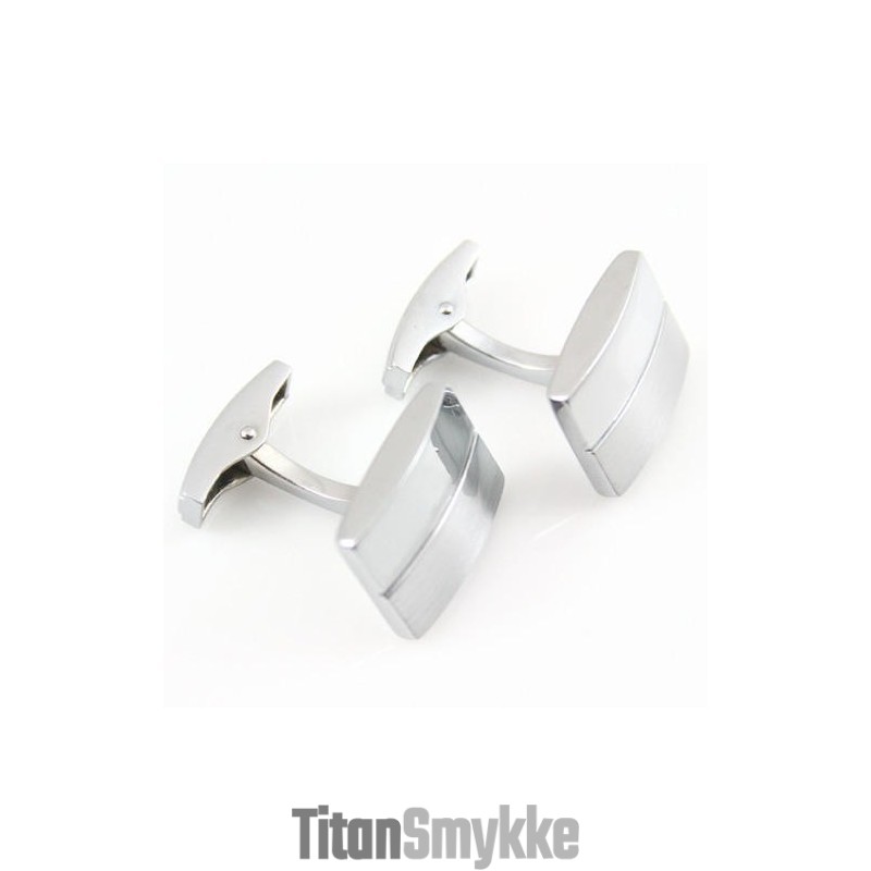 Aflange Manchetknapper Med Titanium Og Hvide Striber