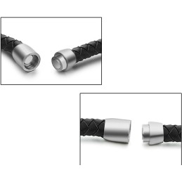 Sort Titanium Læderarmbånd I Overlegen Kvalitet