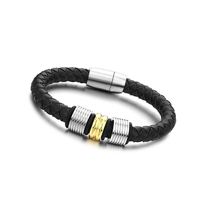Bredt Udvalg Af Sort Titanium Læderarmbånd Bredt Udvalg Af Sort Titanium Læderarmbånd