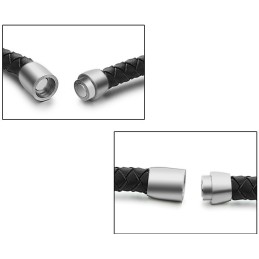 Bredt Udvalg Af Sort Titanium Læderarmbånd