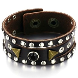 Retro Titanium Læderarmbånd Af Høj Kvalitet Med Rhinsten
