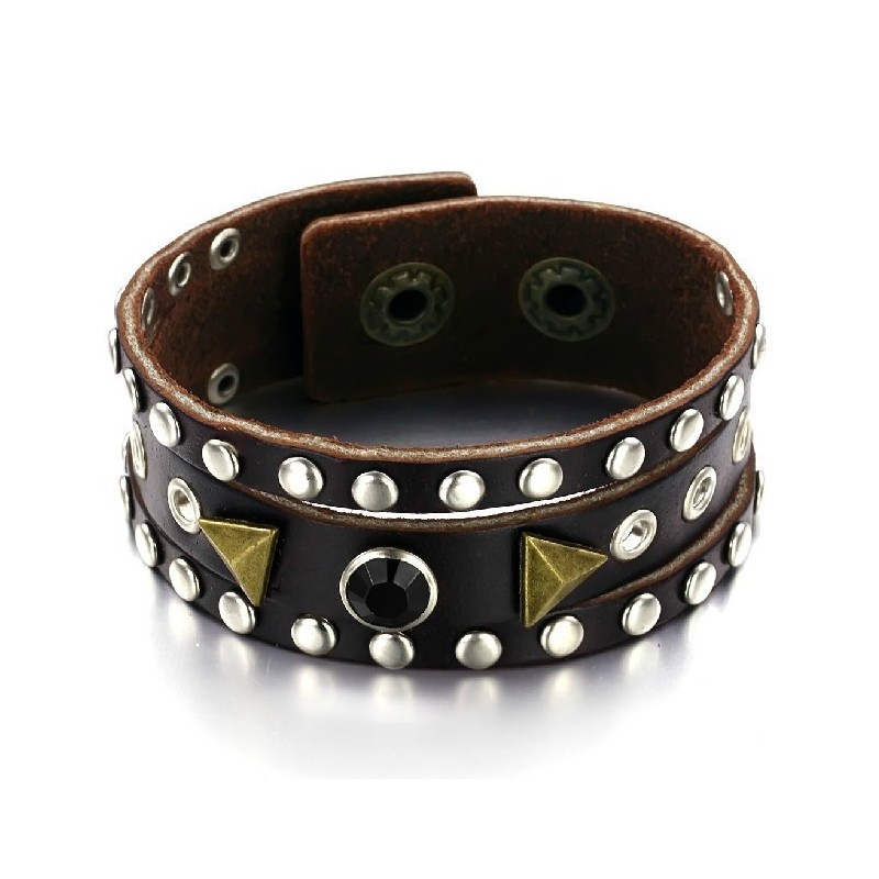 Retro Titanium Læderarmbånd Af Høj Kvalitet Med Rhinsten Retro Titanium Læderarmbånd Af Høj Kvalitet Med Rhinsten