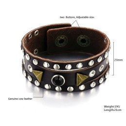 Retro Titanium Læderarmbånd Af Høj Kvalitet Med Rhinsten