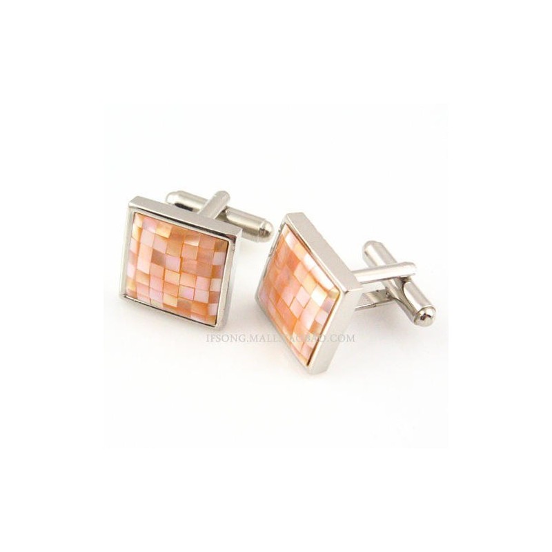 Titanium Pink Naturlige Muslingeskal Manchetknapper Titanium Pink Naturlige Muslingeskal Manchetknapper
