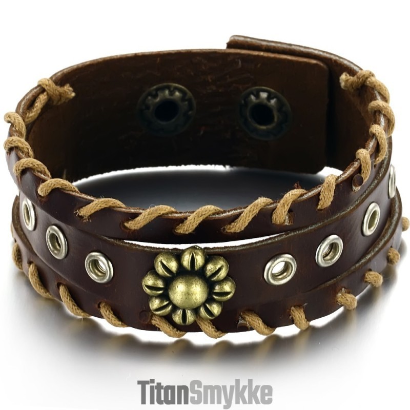 Retro Titanium Læderarmbånd I Fremragende Kvalitet Retro Titanium Læderarmbånd I Fremragende Kvalitet