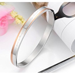 Stabil Kvalitet Titanium Armbånd Til Elskere Med Rhinsten