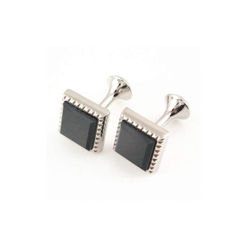 Titanium Firkantede Manchetknapper Med Sort Billedagatat Titanium Firkantede Manchetknapper Med Sort Billedagatat