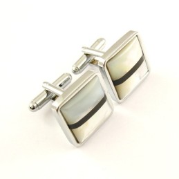 Manchetknapper Med Sorte Striber I Titanium