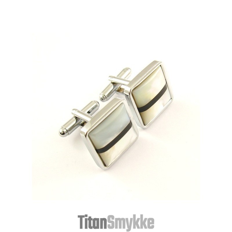 Manchetknapper Med Sorte Striber I Titanium