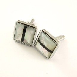 Manchetknapper Med Sorte Striber I Titanium