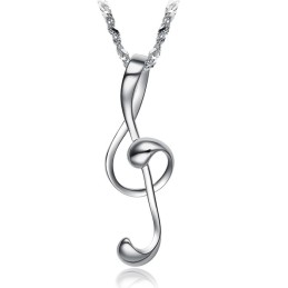 Pålidelig Omdømme Med Kvindelig Musikalsk Notation I Platinbelagt Titaniumhalskæde