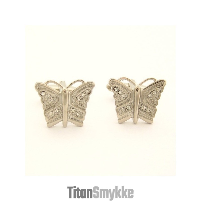 Titanium Sommerfugle Manchetknapper Med Diamanter