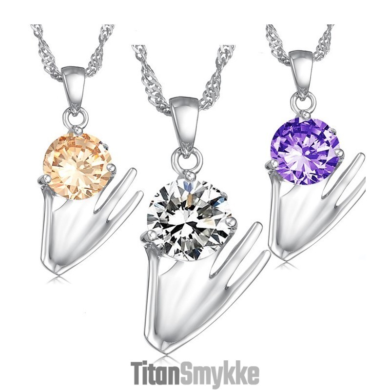 Bredt Udvalg Af Lilla Titanhalskæde Med Diamanter Til Kvinder