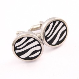 Runde Manchetknapper Med Titanium-Zebraer
