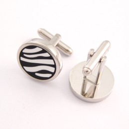 Runde Manchetknapper Med Titanium-Zebraer