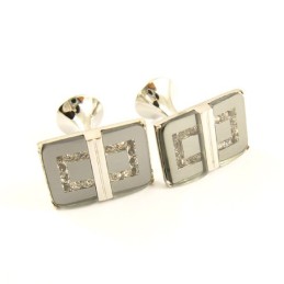 Titanium Aflange Manchetknapper Med Diamanter