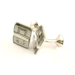 Titanium Aflange Manchetknapper Med Diamanter