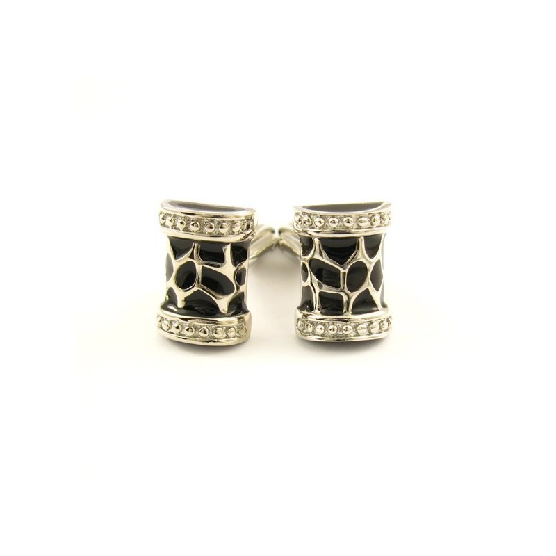 Sorte Blomstertromme Titanium Manchetknapper