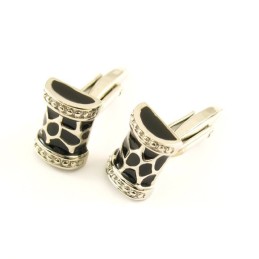 Sorte Blomstertromme Titanium Manchetknapper