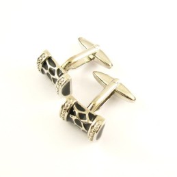 Sorte Blomstertromme Titanium Manchetknapper