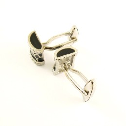 Sorte Blomstertromme Titanium Manchetknapper